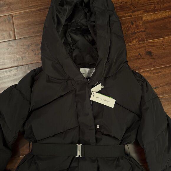Rebecca Minkoff Belted Quilted Longline Hooded Puffer Coat - Picture 4 of 12